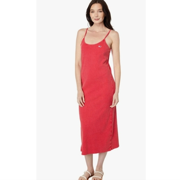 NWT Tommy Hilfiger Women's Washed Ribbed Sleeveless Midi Dress Size Medium - Picture 1 of 11